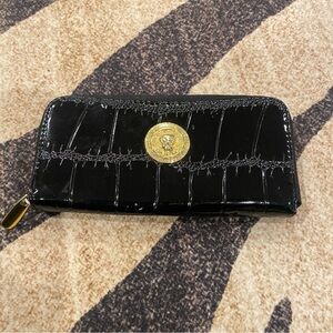 Wallet, Purse Crocodile Embossed w/Golden Lion Head